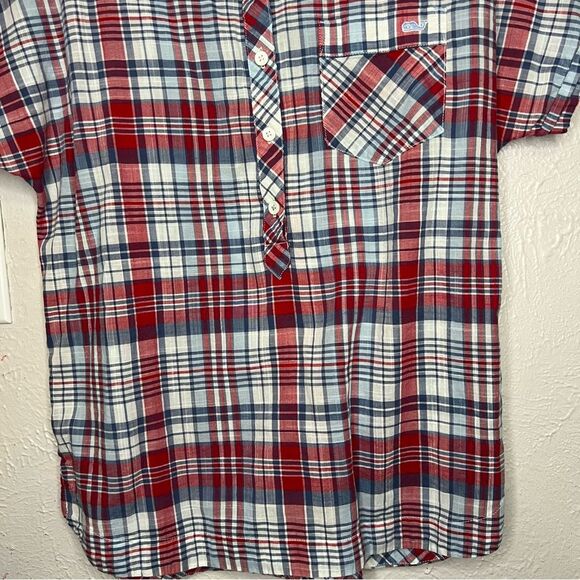 Vineyard Vines Plaid Red/Blue/White Short Sleeve 3/4 Button Up Women’s Sz 8 - Picture 5 of 10